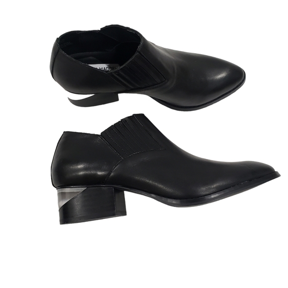 Steve Madden Barnett Black Leather Ankle Booties Size 7 - Picture 1 of 12